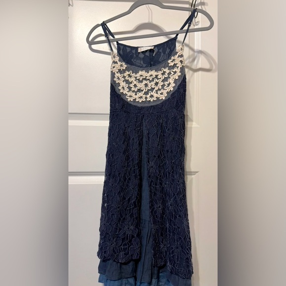 Altar'd State Navy Blue Lace Midi Dress - Picture 7 of 8